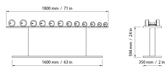 COLMIA Light Dumbbell Set Dimensions