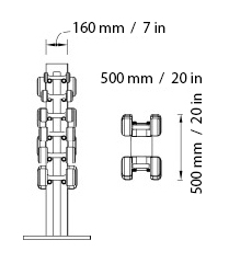 COLMIA VERTICAL Complete Dumbbell Set Dimensions