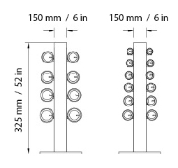 COLMIA VERTICAL Complete Dumbbell Set Dimensions