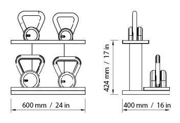 LOVA Light Kettlebell Set Dimensions