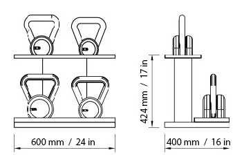 LOVA Power Kettlebell Set Dimensions