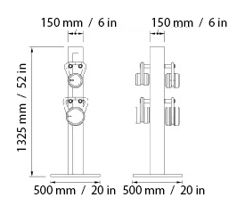 LOVA VERTICAL Light Kettlebell Set Dimensions