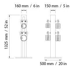 LOVA VERTICAL Power Kettlebell Set Dimensions