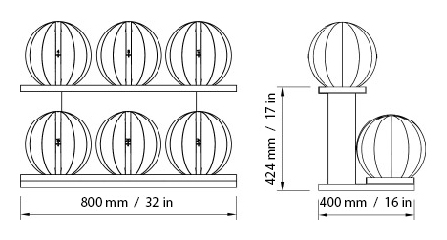 MOXA Full Medicine Ball Set Dimensions