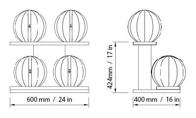 MOXA Light Medicine Ball Set Dimensions