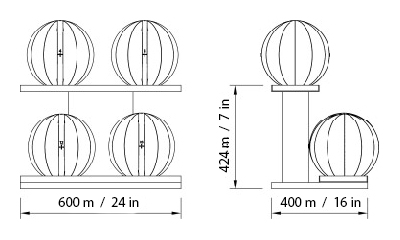 MOXA Power Medicine Ball Set Dimensions