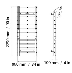 SCALA Deluxe Wall Bar System Dimensions